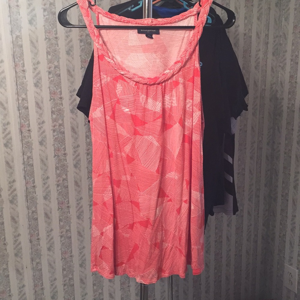 Orange Banana Republic tank with braided neckline